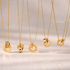 Rhinestone Stainless Steel Circle Lucky Bead Necklace