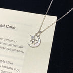 925 Sterling Silver Star Moon Seashell Clavicle Necklace