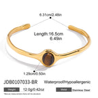 Tiger's Eye Stainless Steel 18k Gold Non-Fading Open Bangle