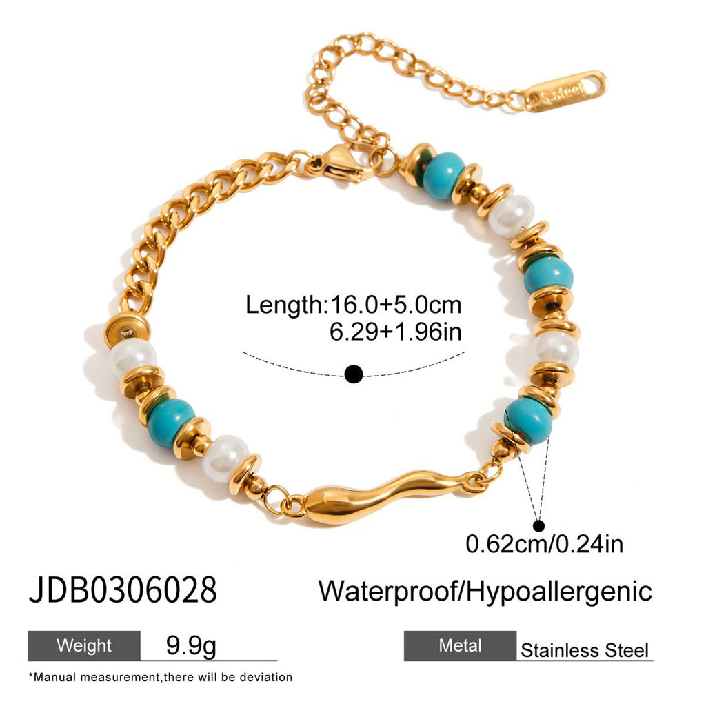Luxury Stainless Steel Turquoise Bracelet