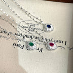 925 Sterling Silver Exquisite Emerald Vintage Brushed Pigeon Egg Necklace