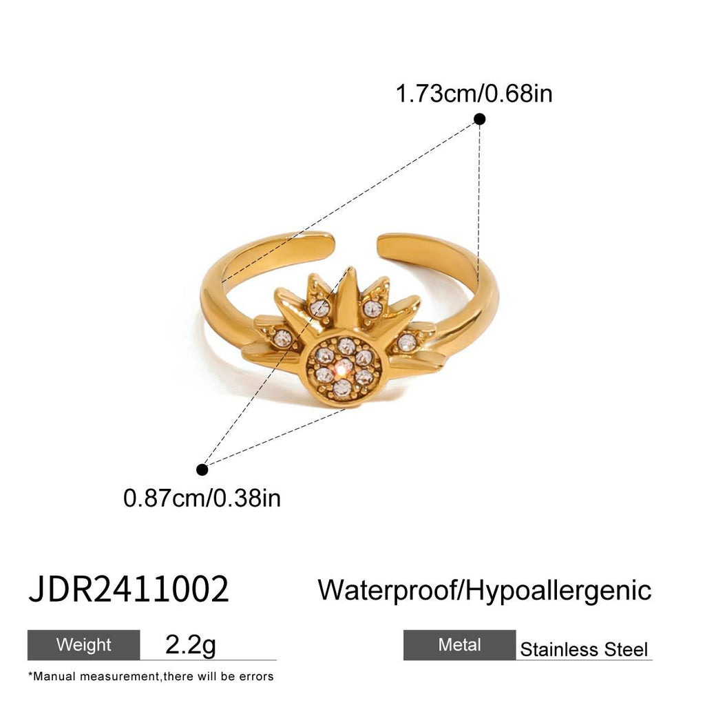 High-end stainless steel moon stacked ring