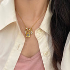 Vintage gold cross clasp lock pouch detachable copper alloy necklace