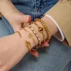 Tiger's Eye Stainless Steel 18k Gold Non-Fading Open Bangle