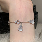Fortune and Prosperity Red Agate White Mother-of-Pearl Gourd Bracelet