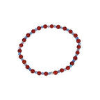 925 Sterling Silver Red Agate Small Fish Beads Color Block Stacked Bracelet