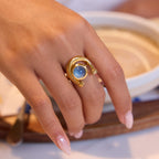 Blue resin non-fading stainless steel ring