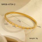 18k gold diamond-set stainless steel vintage stacked bracelet