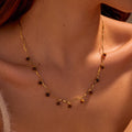 Stainless steel tiger eye stone tassel pendant clavicle chain