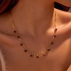 Stainless steel tiger's eye tassel pendant clavicle chain