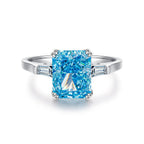 925 Sterling Silver Blue High Carbon Diamond Crush Ice Flower Ring