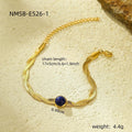 Versatile stainless steel flat snake chain twisted woven inlaid turquoise tiger tooth natural stone bracelet