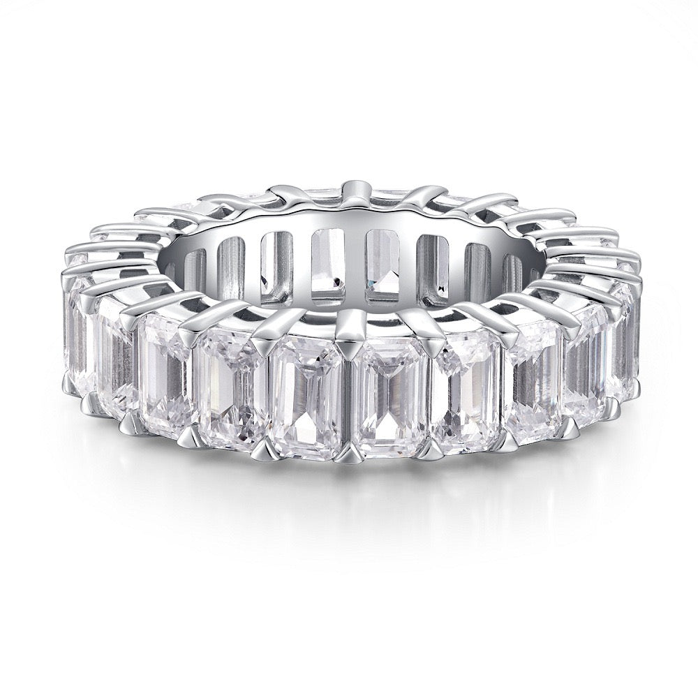925 Sterling Silver High Carbon Diamond Full Diamond Stackable Ring