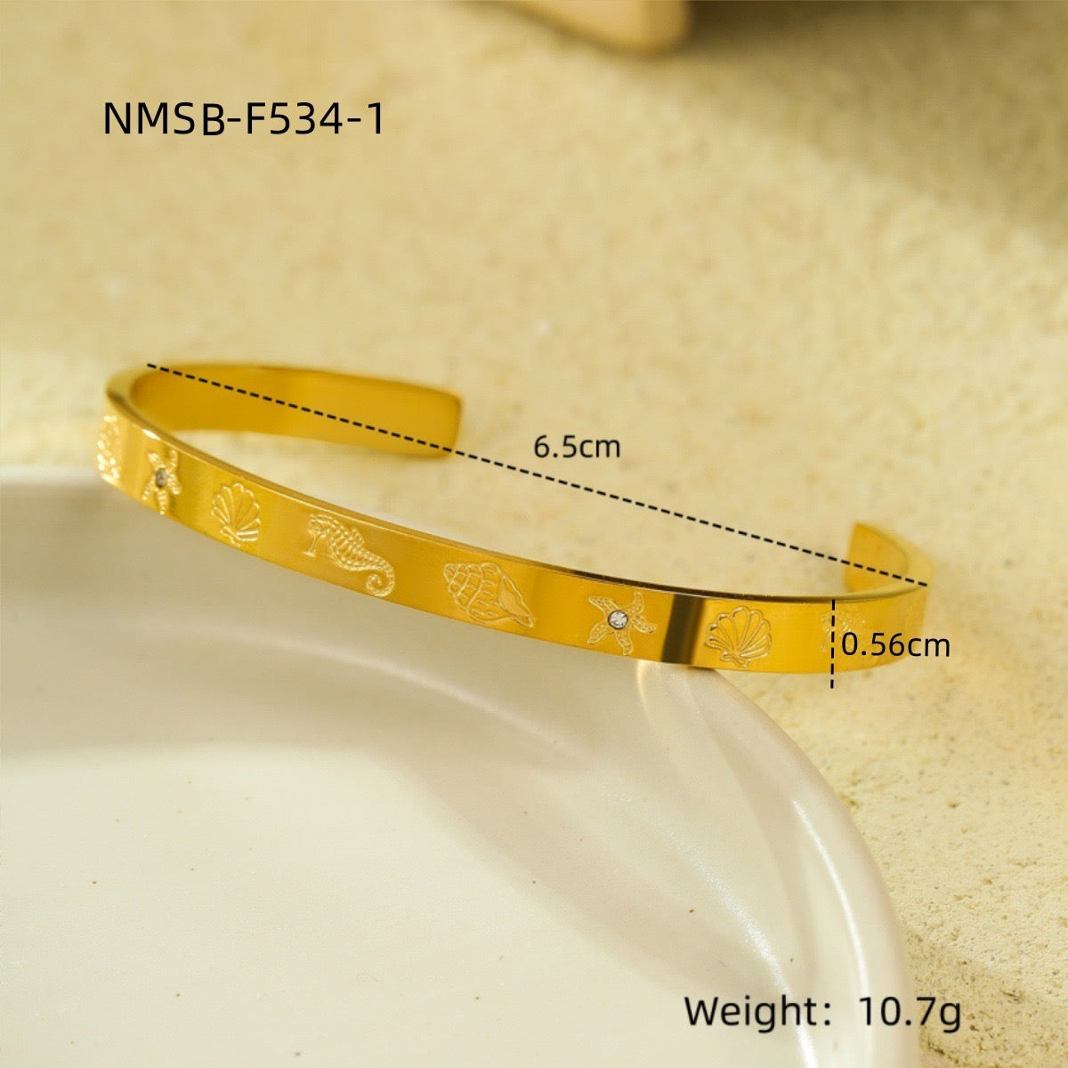 Unique and versatile open stainless steel bracelet with round zircon setting, part of the Ocean Series.