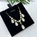 S925 Sterling Silver Tassel Necklace with Zircon Natural Freshwater Rice-Shaped Aurora Pearls (5mm-8mm)