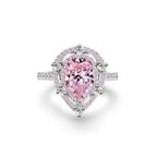 925 Sterling Silver Pink High Carbon Diamond Crush Ice Flower Ring