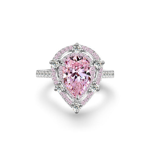 925 silver pink series high carbon diamond crushed ice flower ring