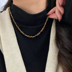 Maillard Vintage Tiger Eye Star Moon Bead Tassel Copper Alloy Necklace