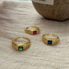 925 Sterling Silver Vintage Style Carved Square Diamond Ring