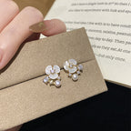 925 Sterling Silver Sweet Shell Flower Freshwater Pearl Stud Earrings