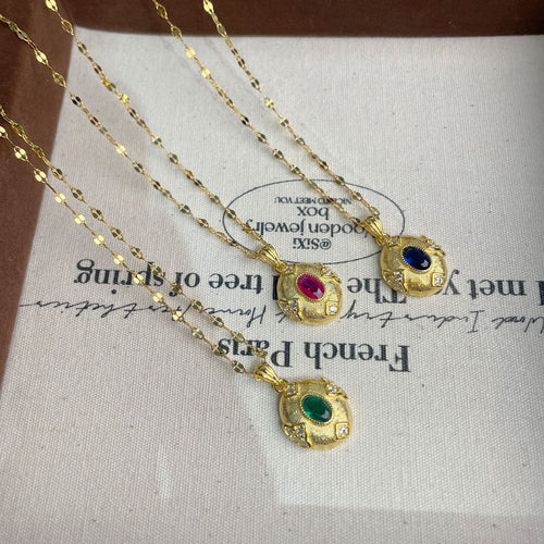925 silver exquisite emerald vintage brushed pigeon egg necklace