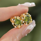 French-style design butterfly olive green zircon openwork copper alloy set