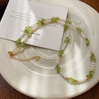 925 Sterling Silver Imitation Pearl Forest Style Irregular Crystal Pebble Set