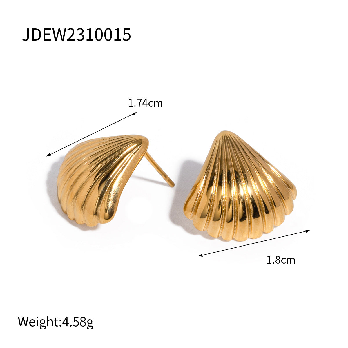 18k gold starfish shell stainless steel stud earrings that won't fade