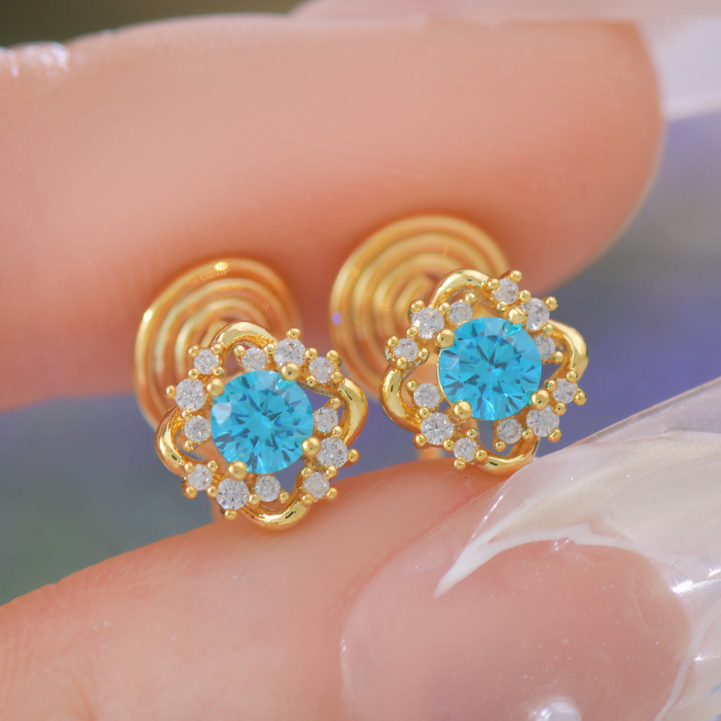 French-style luxury Hailan zircon mini niche copper alloy stud earrings