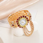Vintage full diamond tassel quartz bracelet watch