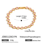 Pink diamond heart-shaped zircon stainless steel bracelet