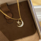 925 Sterling Silver Star Moon Seashell Clavicle Necklace