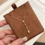 999 Sterling Silver Brushed Diamond Teardrop Necklace