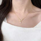 925 Sterling Silver Teardrop V-Shaped Zircon Clavicle Necklace