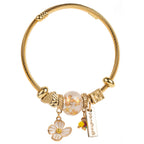 Vintage Oil Drop Flower Stainless Steel Bracelet