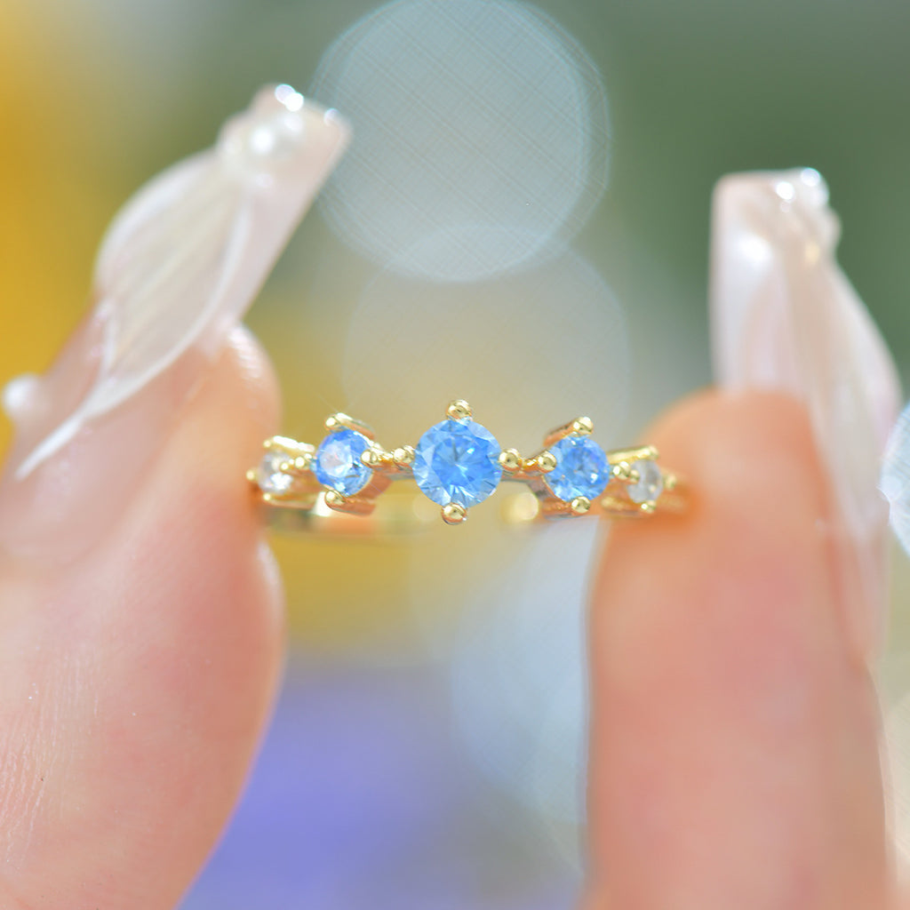 Luxury Ocean-grade Zircon Super Sparkling Exquisite Copper Alloy Ring