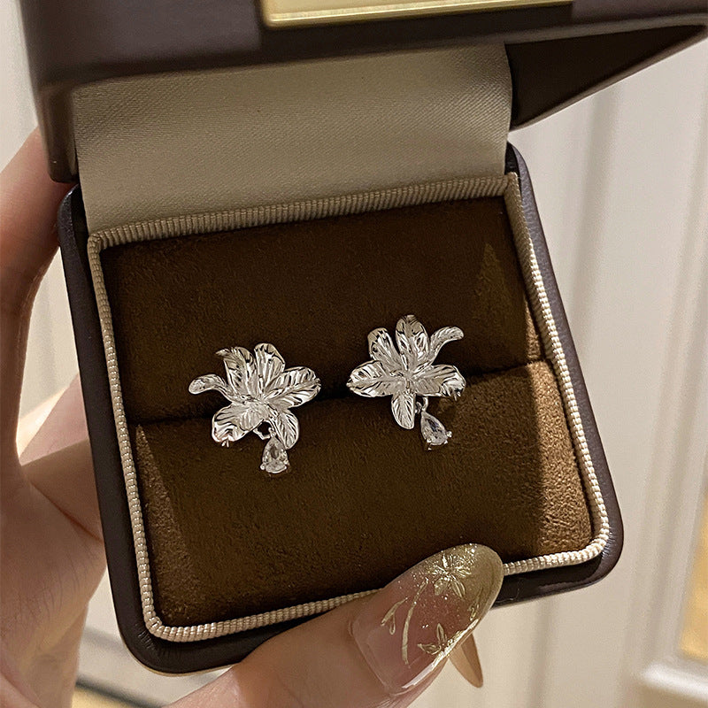 925 Sterling Silver Vintage Lily Teardrop Tassel Earrings