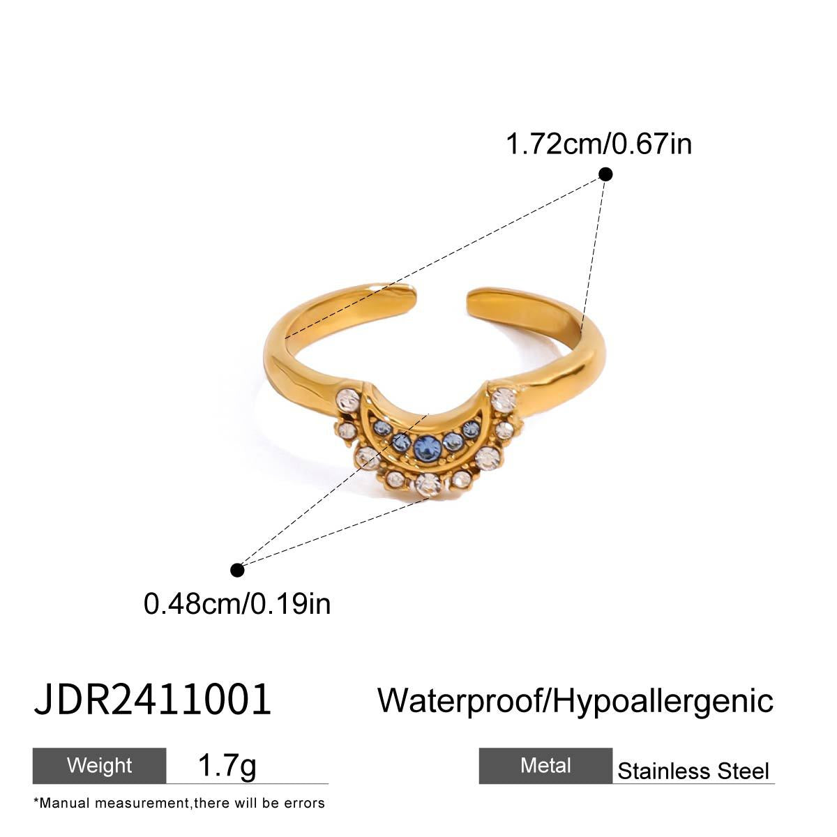 High-end stainless steel moon stacked ring