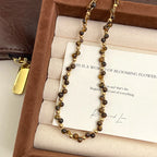 Maillard Vintage Tiger Eye Star Moon Bead Tassel Copper Alloy Necklace