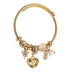 Vintage Heart with Diamonds Stainless Steel Bracelet