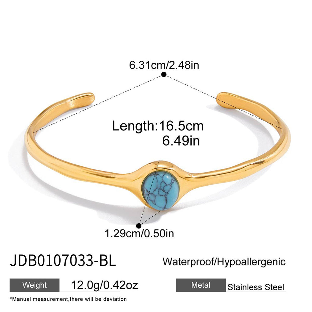 Tiger's Eye Stainless Steel 18k Gold Non-Fading Open Bangle