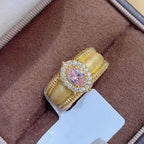 Sparkling diamond wide beaded brushed pigeon egg copper alloy ring