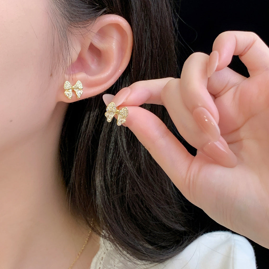 925 Sterling Silver Versatile Bow Sweet Earrings