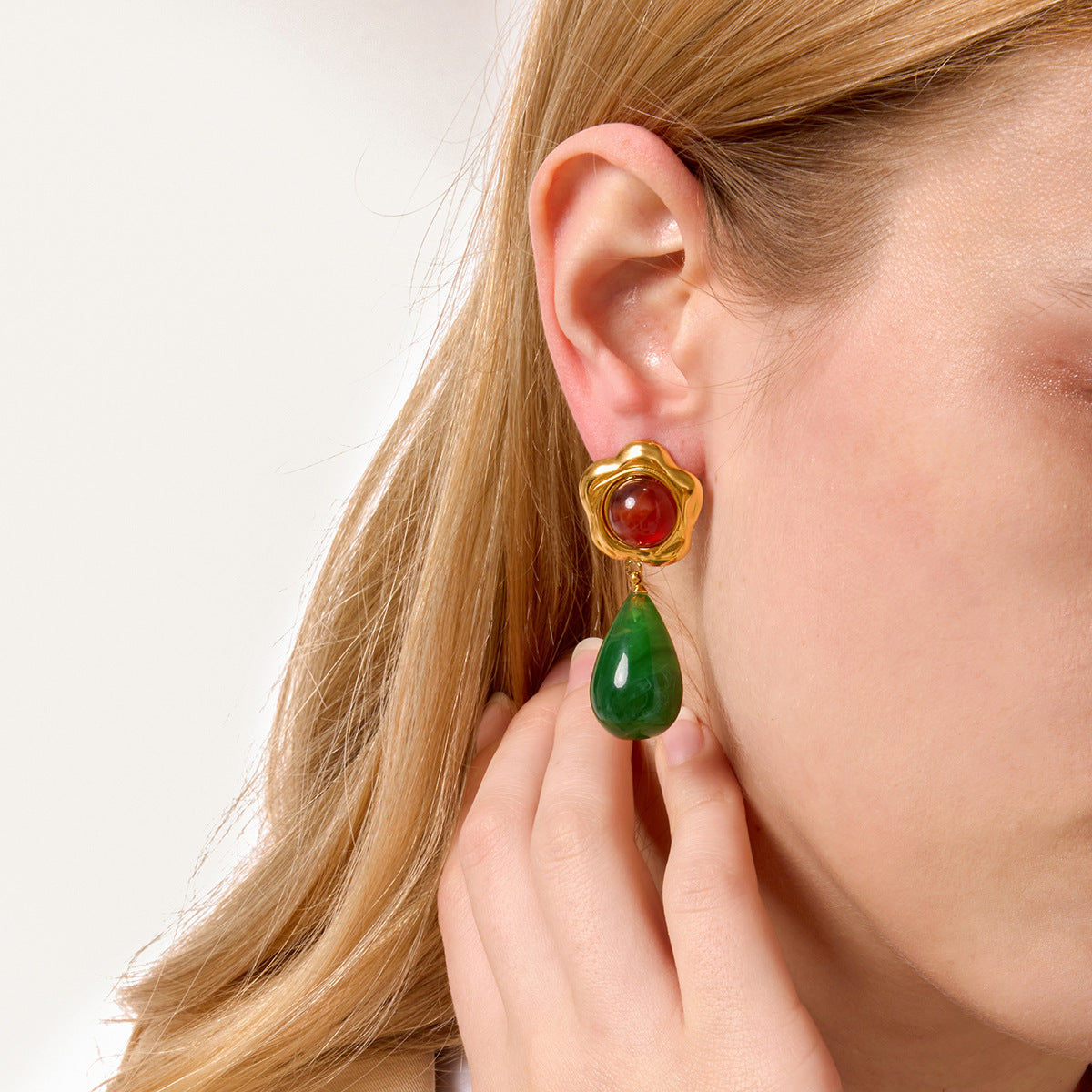 Resin-inspired luxury stainless steel earrings