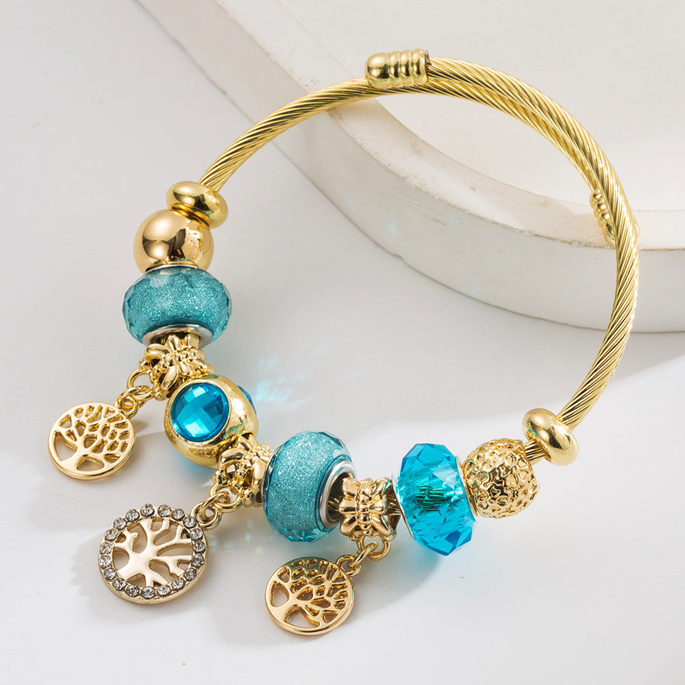 Vintage Gold Tree of Life Stainless Steel Bracelet