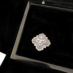 Cat's eye stone four-leaf clover full diamond pearl double-layer pendant copper alloy necklace