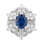 Blue spinel snowflake diamond copper alloy set