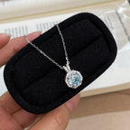 925 Sterling Silver Octagonal Rose-Cut Aquamarine Rose Zirconia Necklace