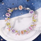 Rainbow Zircon Flower Copper Alloy Bracelet