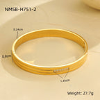 18k gold diamond-set stainless steel vintage stacked bracelet